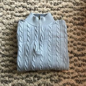 Brooks Brothers blue quarter zip cable knit